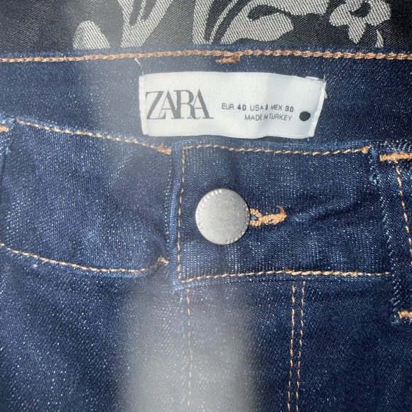 Zara Dark Blue Straight Leg Jeans - Picture 2 of 5